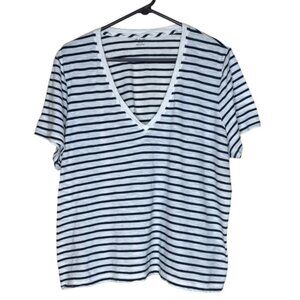 MADEWELL Whisper Cotton Striped V-Neck T-Shirt - Size 2X